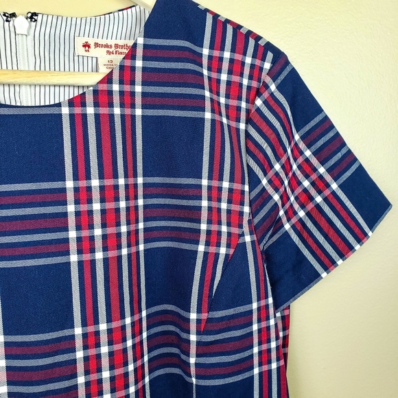 BROOKS BROTHERS Plaid Red & Blue A-line Dress, 12 - Picture 5 of 11